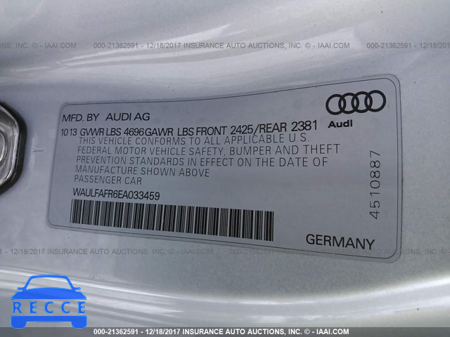 2014 AUDI A5 PREMIUM PLUS WAULFAFR6EA033459 Bild 8