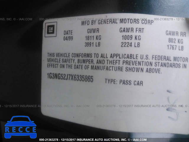 1999 OLDSMOBILE CUTLASS GLS 1G3NG52J7X6335865 зображення 8