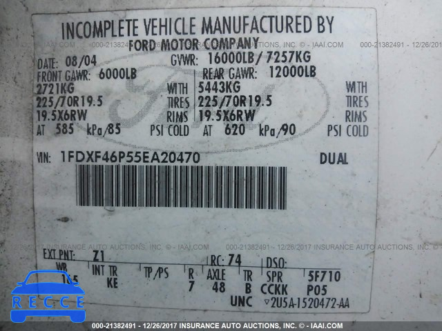 2005 FORD F450 1FDXF46P55EA20470 image 8