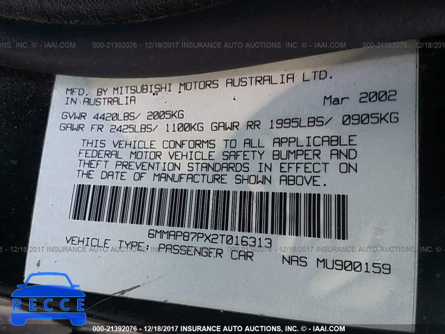 2002 Mitsubishi Diamante VR-X 6MMAP87PX2T016313 image 8