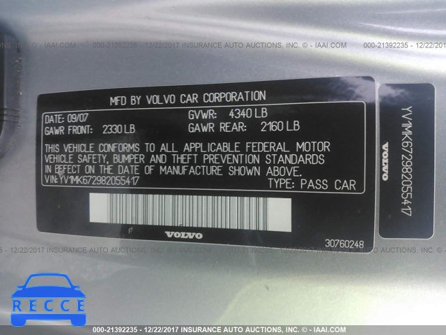 2008 VOLVO C30 T5 YV1MK672982055417 image 8
