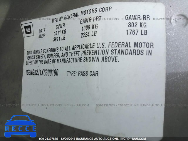 1999 OLDSMOBILE CUTLASS GLS 1G3NG52J1X6300190 Bild 8