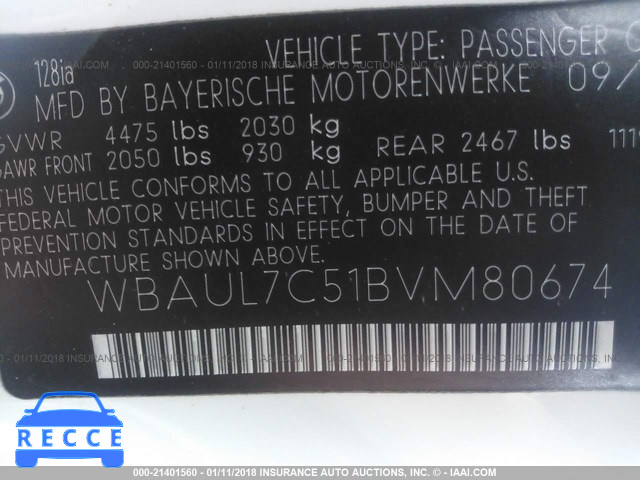 2011 BMW 128 I WBAUL7C51BVM80674 image 8
