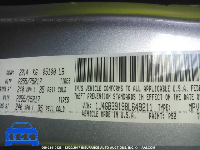 2008 JEEP WRANGLER UNLIMITE X 1J4GB39198L649211 image 8