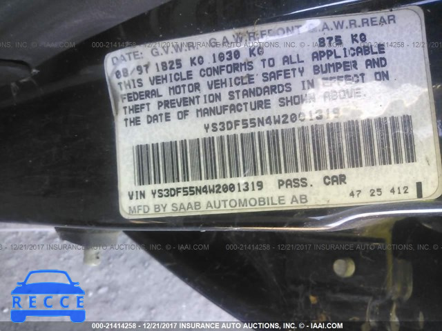 1998 Saab 900 SE TURBO YS3DF55N4W2001319 image 8