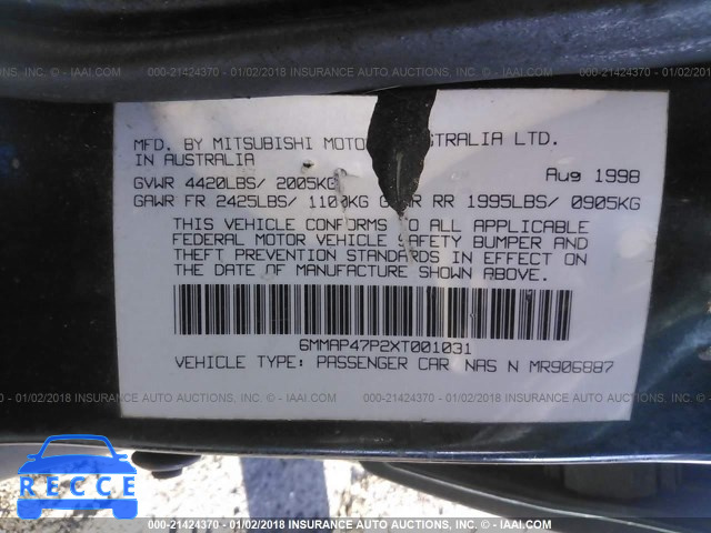 1999 MITSUBISHI DIAMANTE 6MMAP47P2XT001031 Bild 8