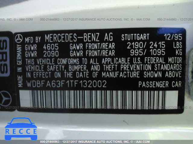 1996 MERCEDES-BENZ SL 320 WDBFA63F1TF132002 image 8