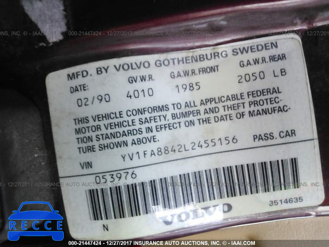 1990 VOLVO 740 GL YV1FA8842L2455156 image 8