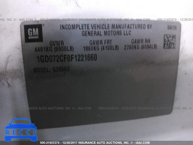 2015 GMC SAVANA CUTAWAY G3500 1GD072CF8F1221660 зображення 9