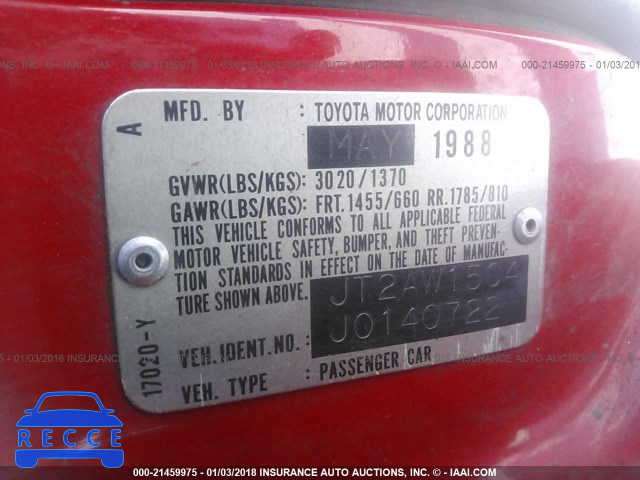 1988 TOYOTA MR2 JT2AW15C4J0140722 image 8