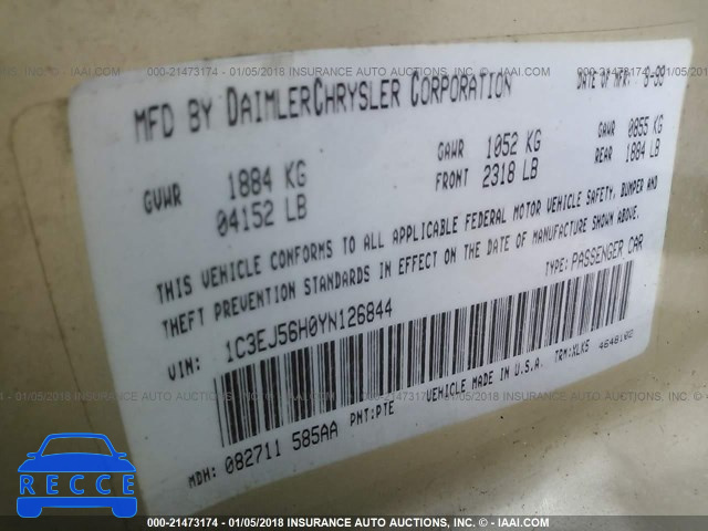 2000 CHRYSLER CIRRUS LXI 1C3EJ56H0YN126844 Bild 8