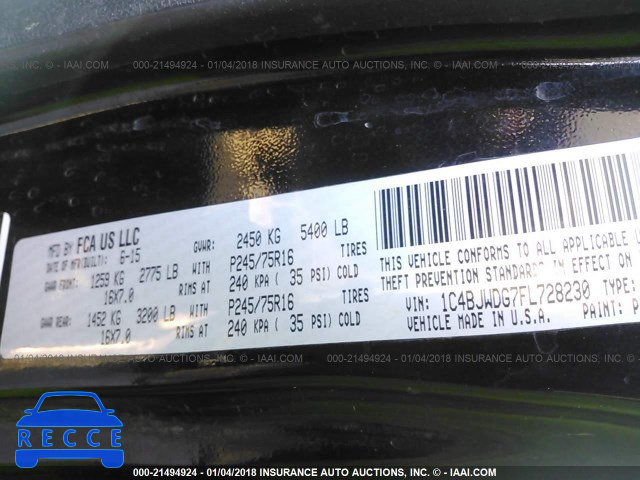2015 JEEP WRANGLER UNLIMITE SPORT 1C4BJWDG7FL728230 image 8