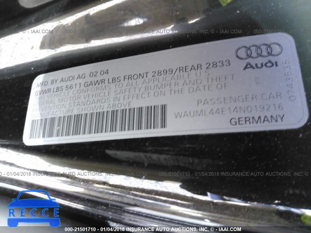 2004 AUDI A8 L QUATTRO WAUML44E14N019216 зображення 8