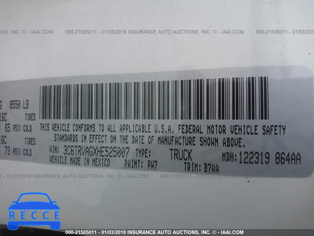 2017 RAM PROMASTER 1500 1500 STANDARD 3C6TRVAGXHE525007 image 8