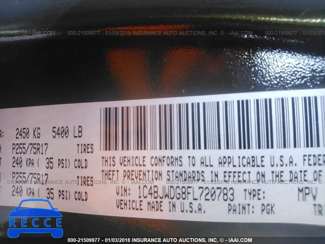 2015 JEEP WRANGLER UNLIMITE SPORT 1C4BJWDG8FL720783 image 8