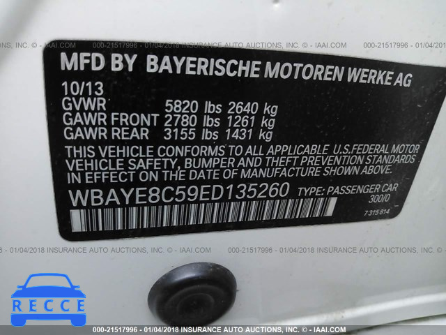 2014 BMW 750 LI WBAYE8C59ED135260 image 8