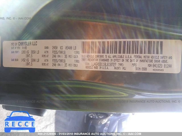 2008 JEEP WRANGLER UNLIMITE SAHARA 1J4GA59118L618727 image 8