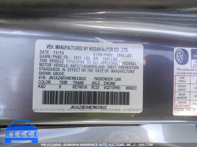 2014 NISSAN 370Z TOURING/NISMO JN1AZ4EH4EM633622 зображення 8