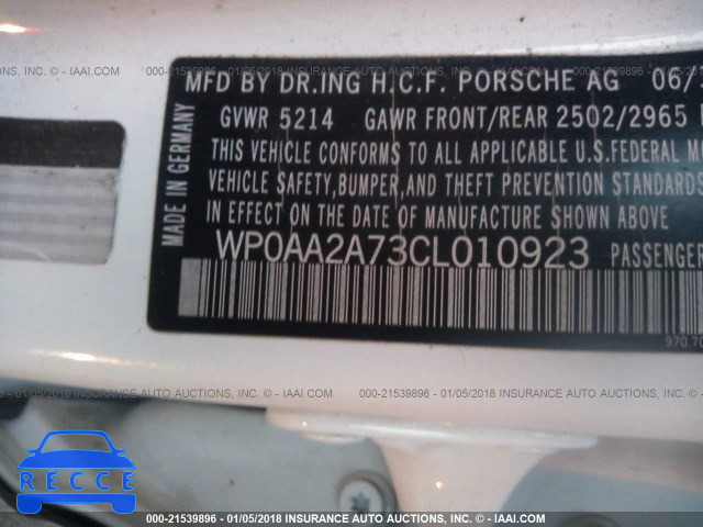 2012 PORSCHE PANAMERA 2/4 WP0AA2A73CL010923 image 8
