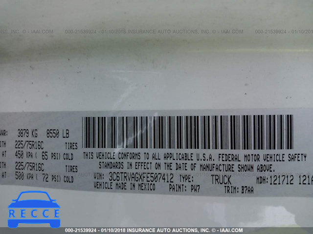 2015 RAM PROMASTER 1500 1500 STANDARD 3C6TRVAGXFE507412 image 8