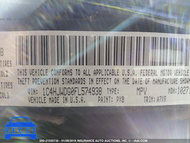 2015 JEEP WRANGLER UNLIMITE SPORT 1C4HJWDG0FL574938 image 8