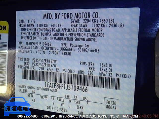 2018 FORD MUSTANG GT 1FATP8FF1J5109466 image 8
