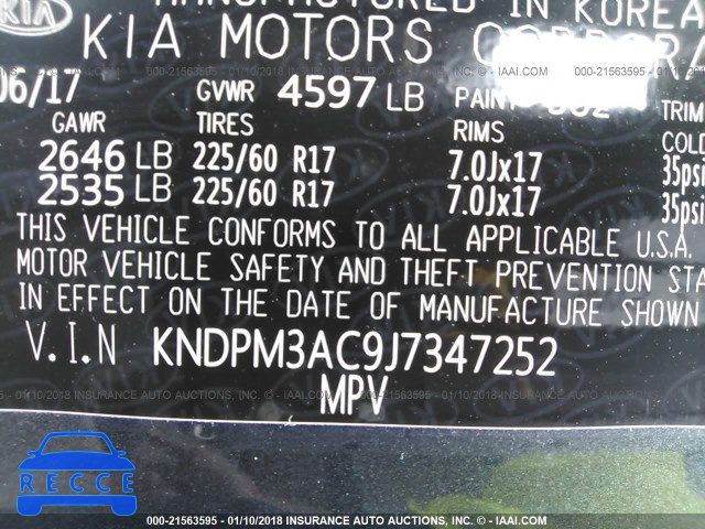 2018 KIA SPORTAGE LX KNDPM3AC9J7347252 image 8