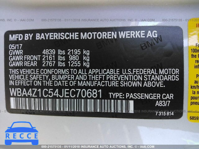 2018 BMW 430I WBA4Z1C54JEC70681 зображення 8