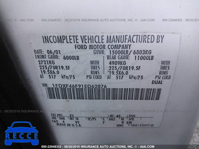 2001 FORD F450 SUPER DUTY 1FDXF46F91ED62876 image 9