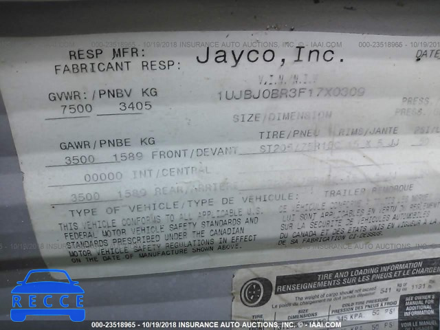 2015 JAYCO OTHER 1UJBJ0BR3F17X0309 Bild 8