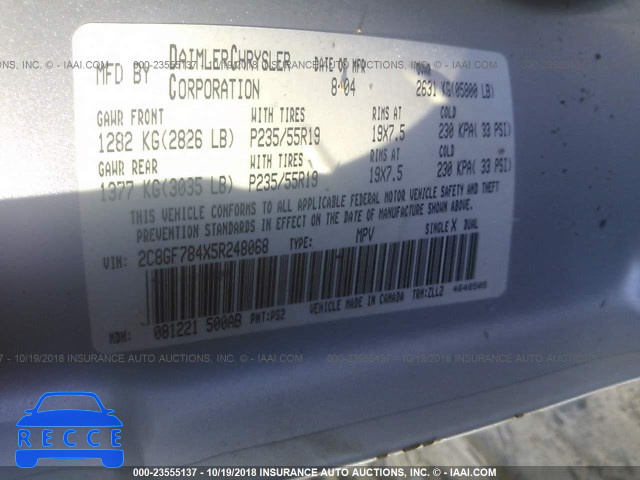 2005 CHRYSLER PACIFICA LIMITED 2C8GF784X5R248068 image 8