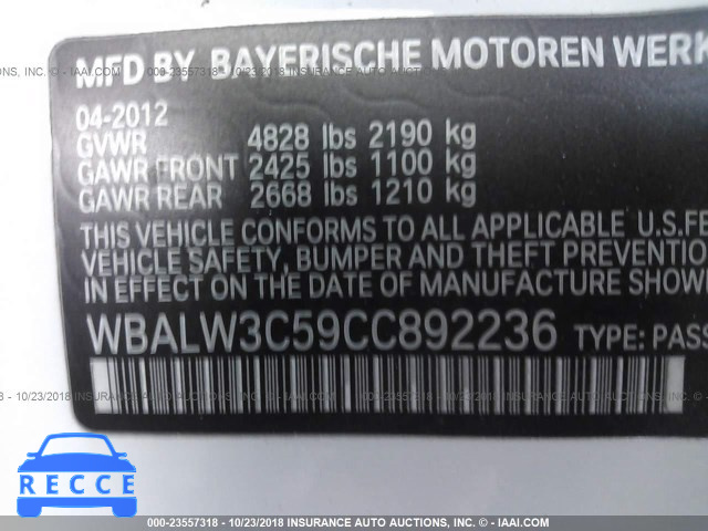 2012 BMW 640 I WBALW3C59CC892236 image 8