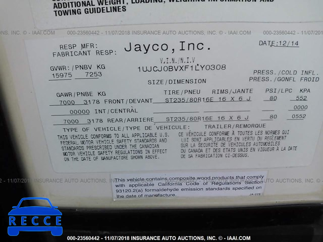 2015 JAYCO EAGLE 1UJCJ0BVXF1LY0308 Bild 8