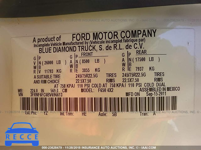 2011 FORD F650 SUPER DUTY 3FRNF6FC6BV696613 image 8