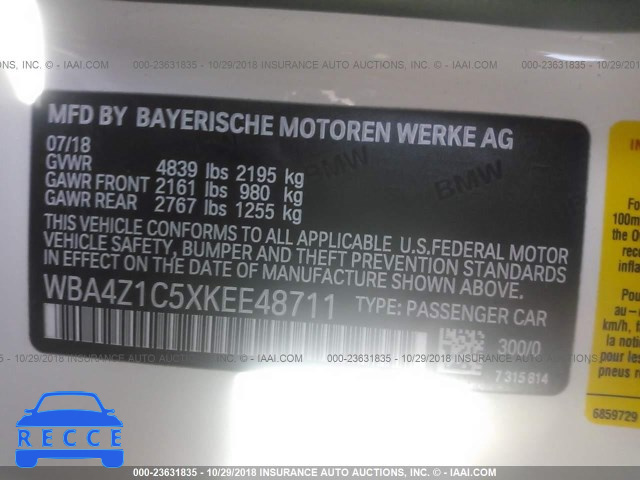 2019 BMW 430I WBA4Z1C5XKEE48711 зображення 8
