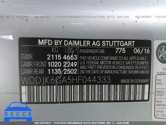2017 MERCEDES-BENZ SL 450 WDDJK6GA5HF044333 image 8