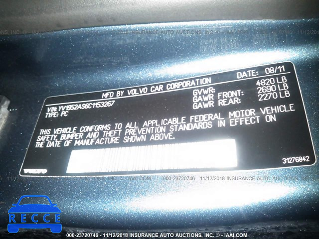 2012 VOLVO S80 3.2 YV1952AS6C1153267 image 8