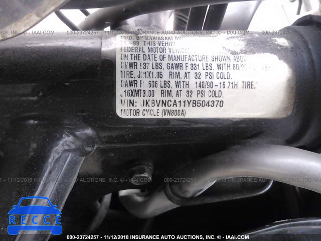 2000 KAWASAKI VN800 JKBVNCA11YB504370 зображення 9