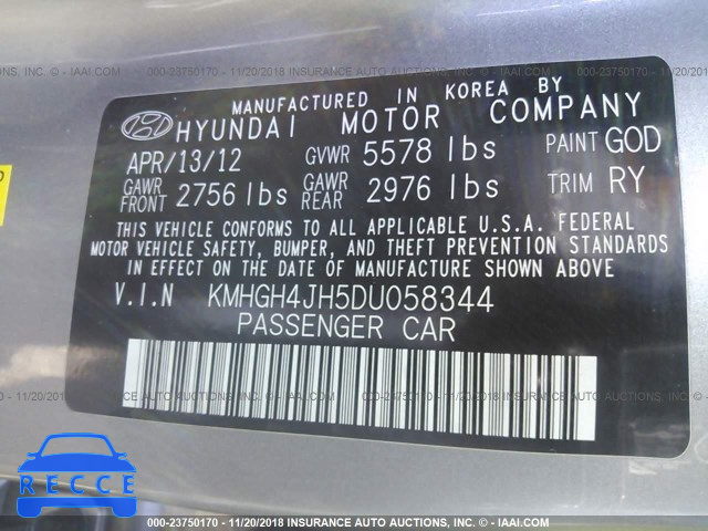 2013 HYUNDAI EQUUS SIGNATURE/ULTIMATE KMHGH4JH5DU058344 image 8