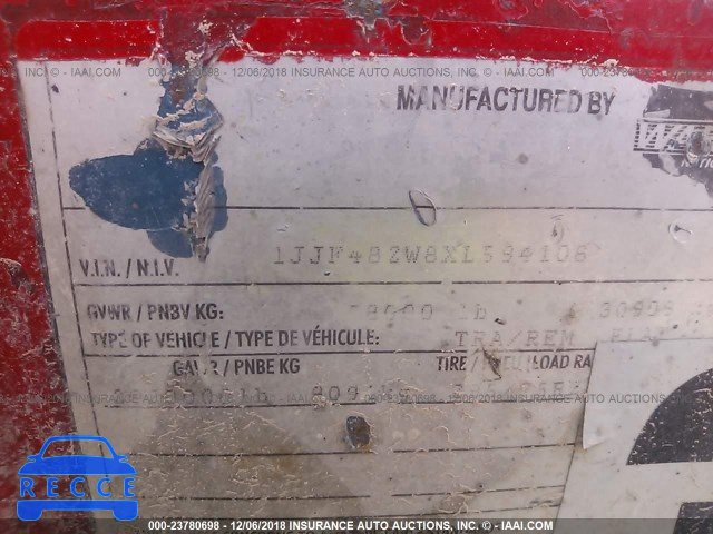 1999 WABASH NATIONAL CORP FLATBED 1JJF482W8XL594108 image 8