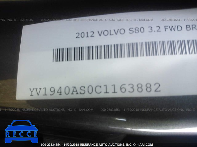 2012 VOLVO S80 3.2 YV1940AS0C1163882 image 8