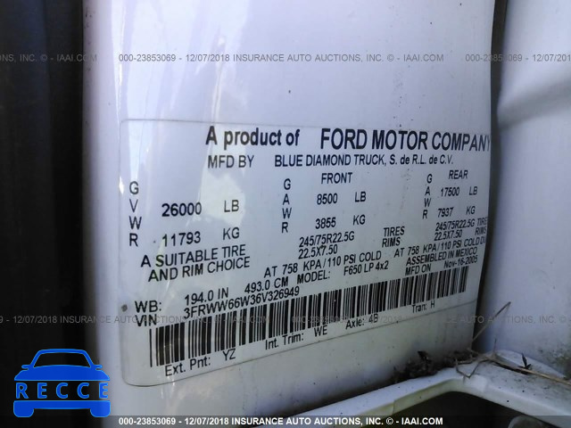 2006 FORD F650 SUPER DUTY 3FRWW66W36V326949 image 8