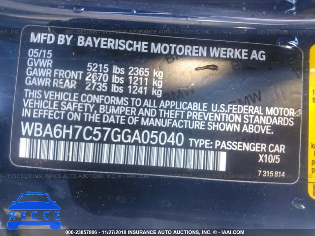 2016 BMW 650 XI WBA6H7C57GGA05040 image 8