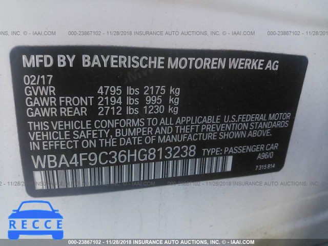 2017 BMW 430XI GRAN COUPE WBA4F9C36HG813238 image 8
