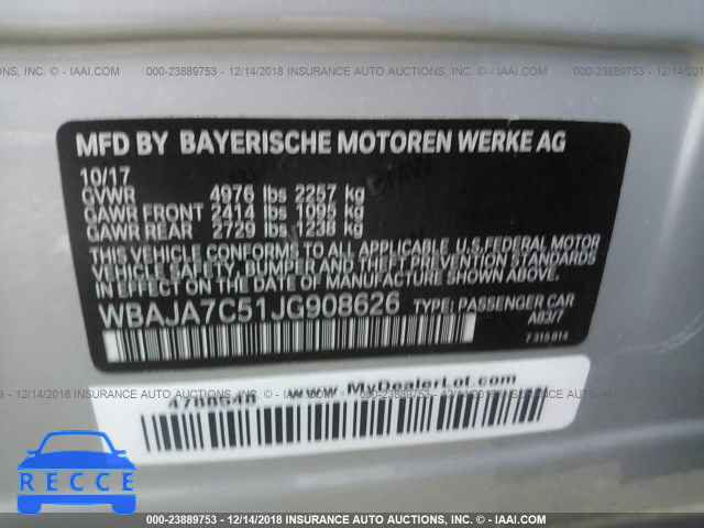 2018 BMW 530 XI WBAJA7C51JG908626 Bild 8