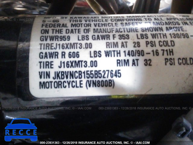 2005 KAWASAKI VN800 B JKBVNCB155B527645 image 9