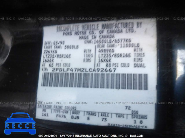 1990 FORD F SUPER DUTY 2FDLF47M2LCA92667 image 8