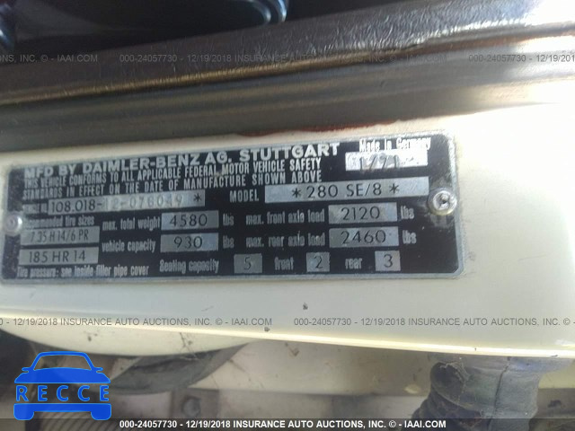 1971 MERCEDES BENZ 280 10801812078049 image 8