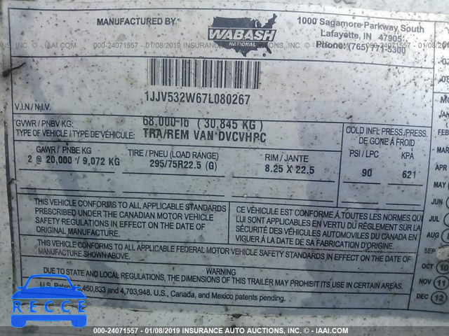 2007 WABASH NATIONAL CORP VAN 1JJV532W67L080267 image 8