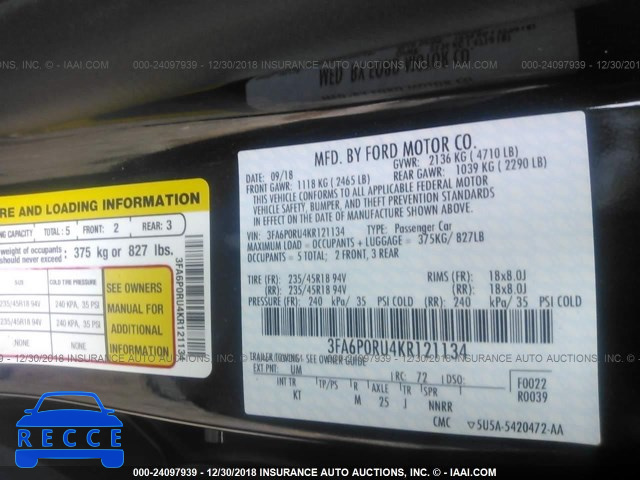 2019 FORD FUSION TITANIUM 3FA6P0RU4KR121134 Bild 8